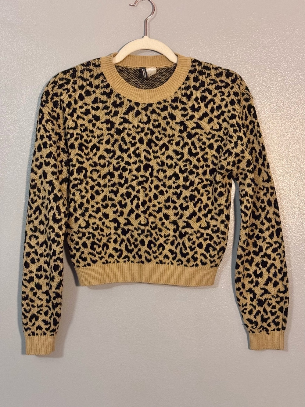 H&M Leopard Crewneck Sweater in Tan and Black